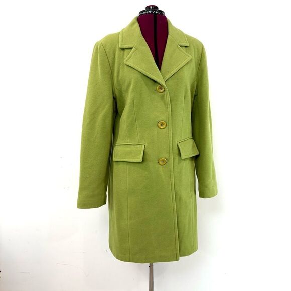 Nicole Wool Cashmere Single Breast Mid Length Clat in Green sz M - Picture 1 of 13